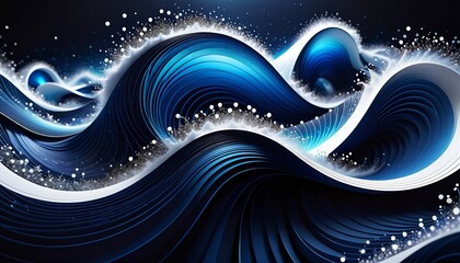 Abstract Deep Blue Wave Pattern with Sparkling Details
