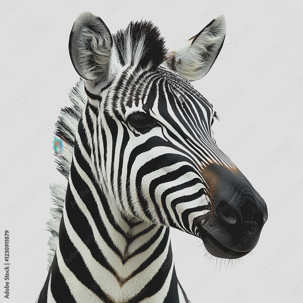 Aufkleber zebra standing in a natural habitat displaying distinct black and white stripes against a blurred ba