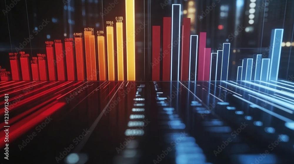 Poster a side-by-side comparison of two d bar charts, illustrating different financial performance metrics,
