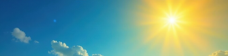 Obraz premium Gelb Sonnenschirm strahlende Sonne blauer Himmel, fr?hlich, goldene sonne, gl?cklich