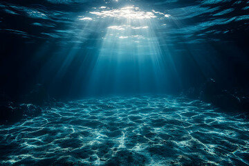 Fototapeta premium Underwater Sunlight Rays Illuminating Ocean Floor