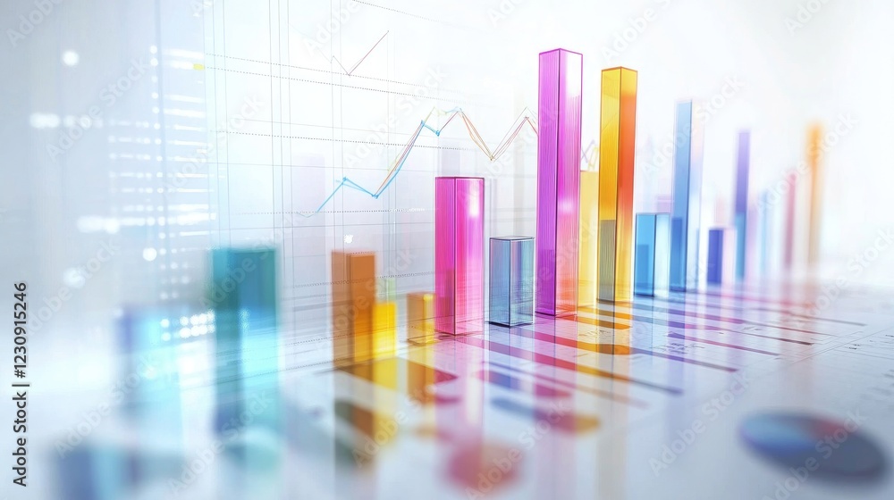 Poster a visually appealing infographic featuring bar charts representing different sectors of a business, 
