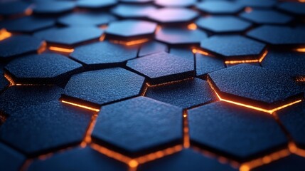 Obraz premium Abstract Glowing Hexagonal Grid in 3D. Generative AI