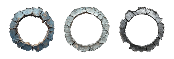 Cracked Circular Rock Frames for Creative Projects