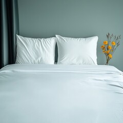 Peaceful Sleep on a Cozy Bed with Soft Pillows and White Sheets
