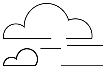 Simplified cloud shapes and horizontal lines evoke networking, data transfer, and communication. Ideal for tech, cloud computing, data sharing, storage, minimal design, futurism abstract line flat