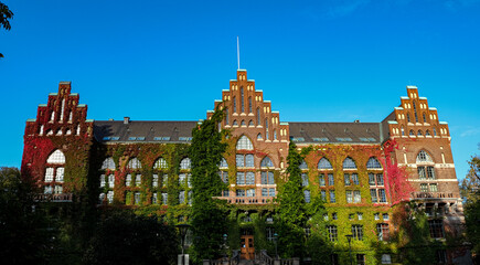 Lund Sweden - July  25th, 2020 - Beautiful old University library in Lund Sweden