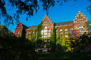 Lund Sweden - July  25th, 2020 - Beautiful old University library in Lund Sweden