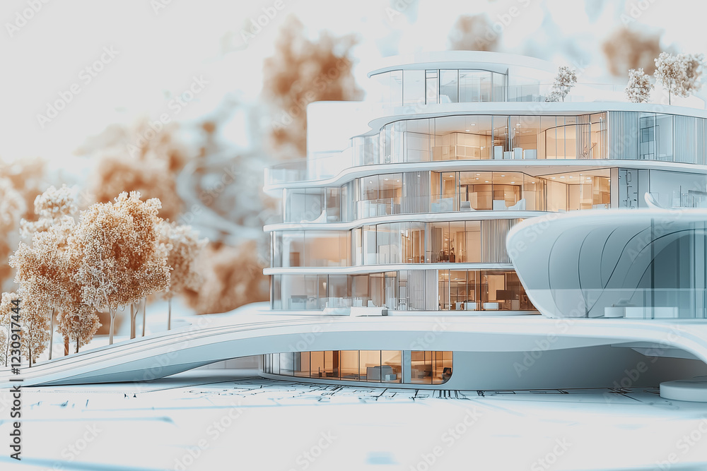 Poster house surrounded by lush trees with abundant windows to allow natural light and scenic views in a pe