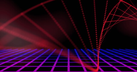 Image of dna strand spinning over metaverse background
