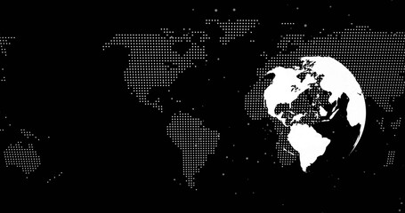 Image of globe spinning over world map