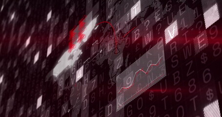 Image of digital data processing over black background