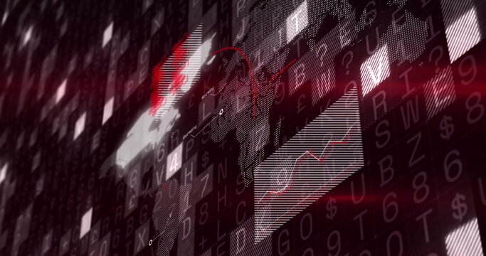 Image of digital data processing over black background