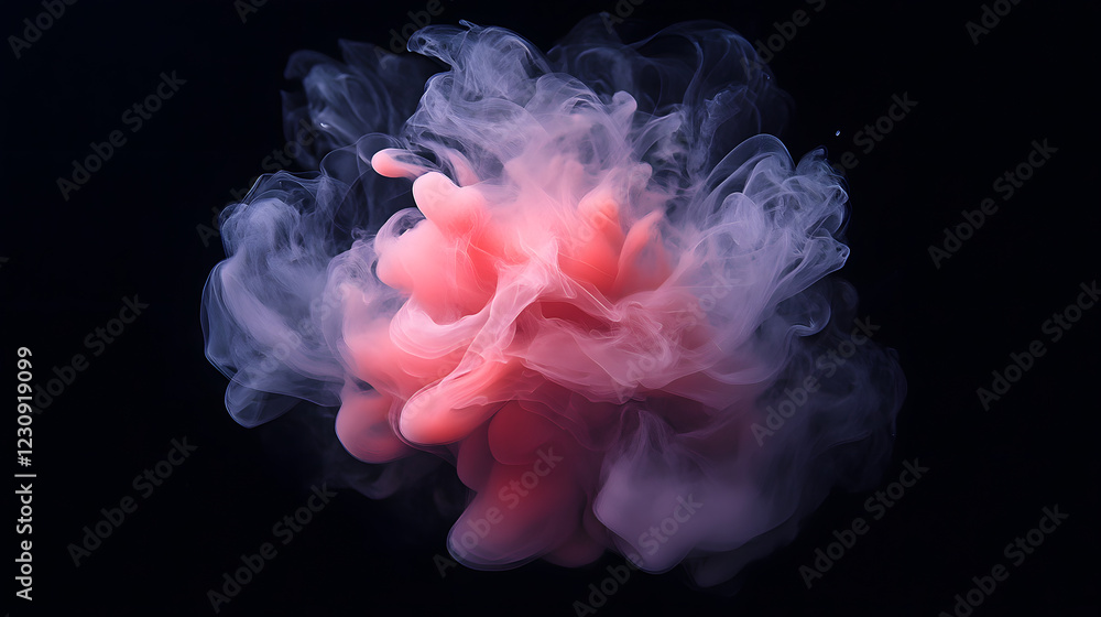 Poster ethereal smoke swirls creating beautiful patterns against a dark backdrop