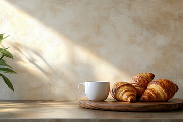 Vibrant Color Visual of Breakfast Table with Croissant