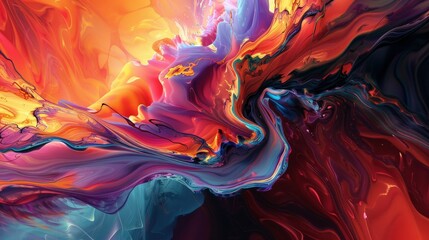 Abstract Colorful Fluid Swirls