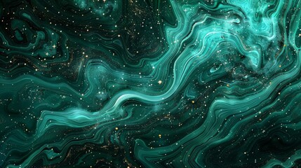 Abstract Teal and Black Swirl Pattern