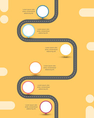 Roadmap infographic design template on yellow background. 6 steps infographic.