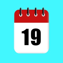 19th date calendar icon vector design illustration. holiday. red date