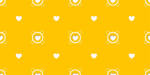White Heart Seamless Pattern on yellow Background. Love romantic theme. Pattern hearts with Love for Valentine's Day. Valentines day background. Vector abstract texture with small hearts