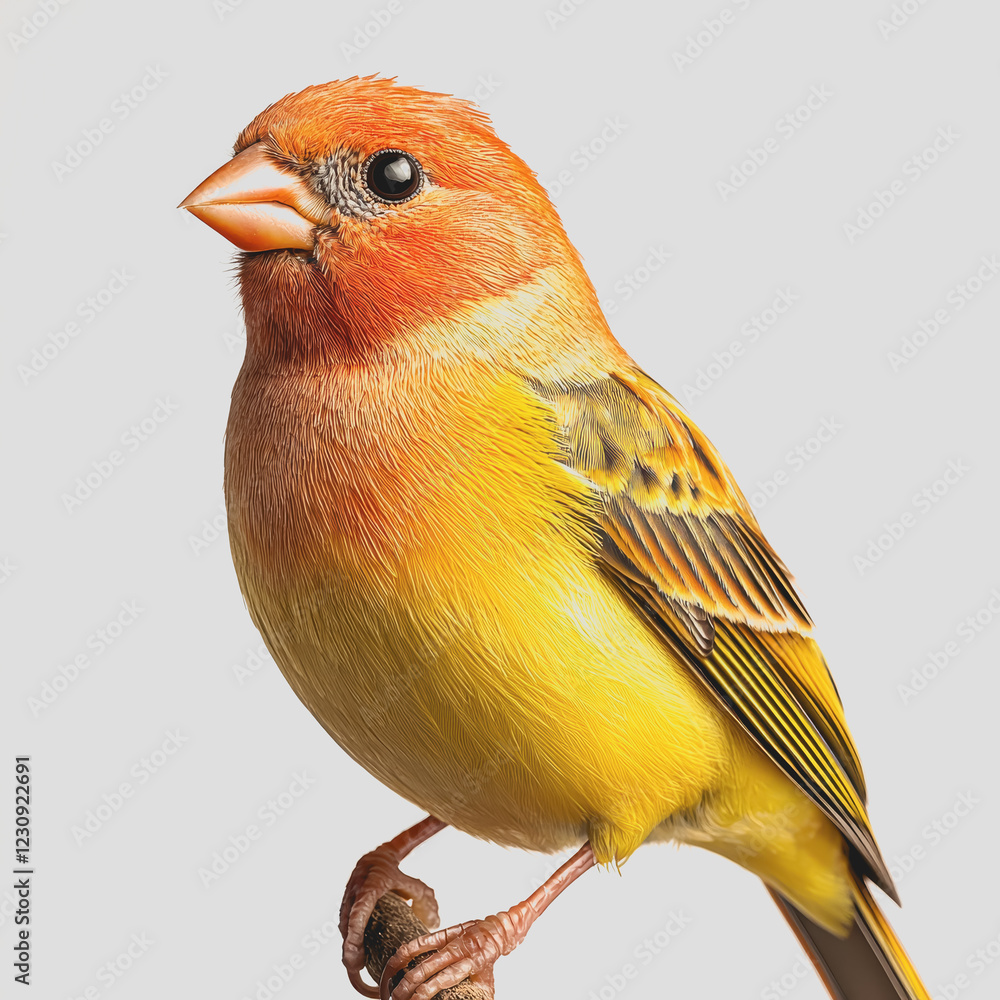 Poster bird perched on a branch with a white background creating a serene and minimalistic composition for 