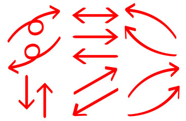 赤いペンで書いた手描き風の矢印セット