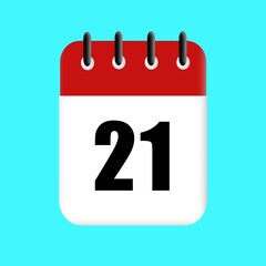 21st date calendar icon vector design illustration. holiday. red date