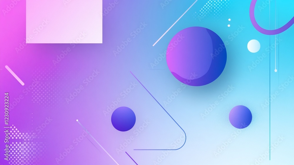 Poster abstract geometric shapes with gradient background and soft shadows creating a modern vibrant design
