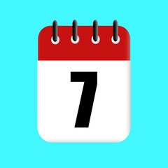 7th date calendar icon vector design illustration. holiday. red date