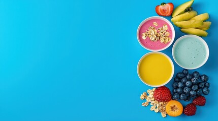 Vibrant Smoothie Bowls Aesthetically Arranged for Visual Appeal
