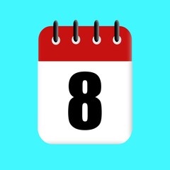 8th calendar icon vector design illustration. holiday. red date