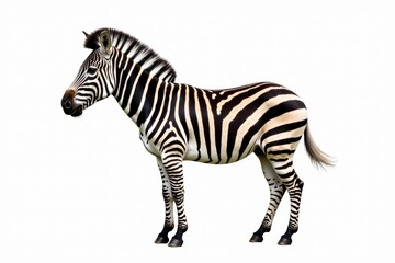 Fototapeta premium Striped zebra, isolated on pure white background, photography, animal