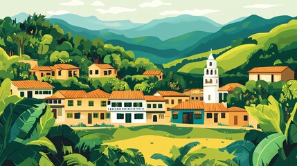 Vibrant Manizales Festival in Colombia at Finca Cafetera - Aerial View