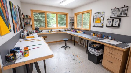 Bright And Colorful Artist Studio With Natural Light