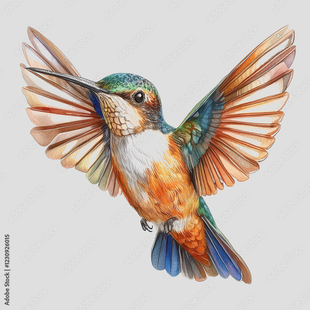 Poster bird with wings spread open in natural habitat displaying its feathers and colorful plumage under cl