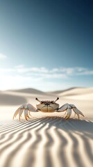 Obraz premium Giant sand crab emerging from a dune, desert landscape, 3D illustration