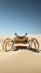 Fototapeta premium Giant sand crab emerging from a dune, desert landscape, 3D illustration