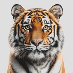 Fototapeta premium Close-up portrait of a tiger showcasing its large face and prominent features in a natural habitat with vibrant colors and detailed fur texture