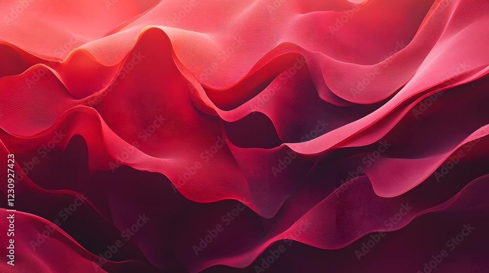 Poster abstract red waves flowing dynamically across space