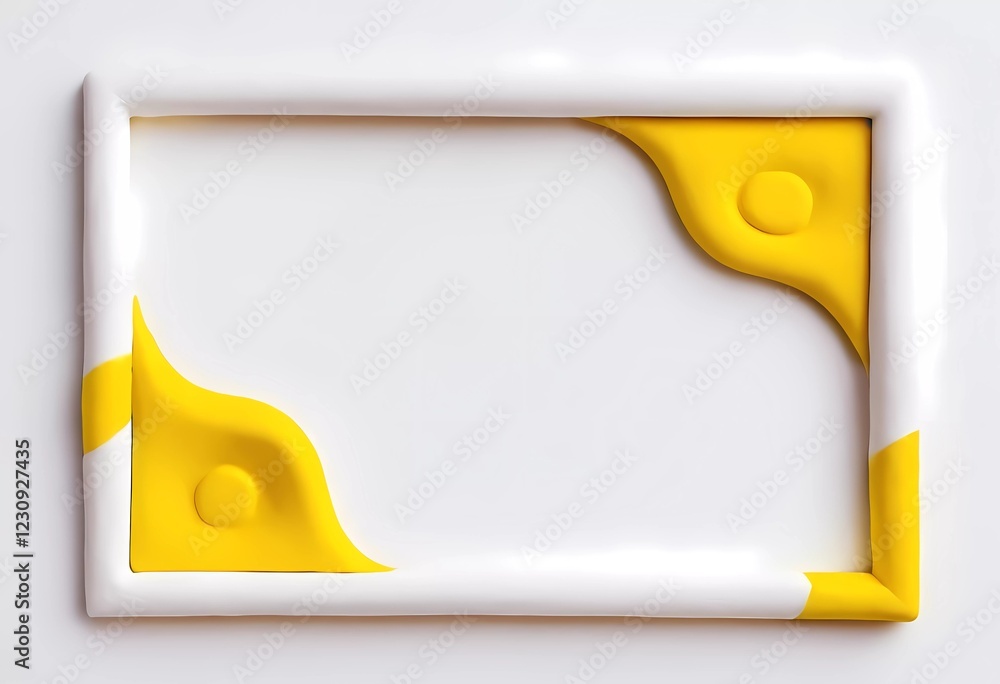 Poster this unique rectangular frame showcases a blend of white and yellow colors, offering an empty space 
