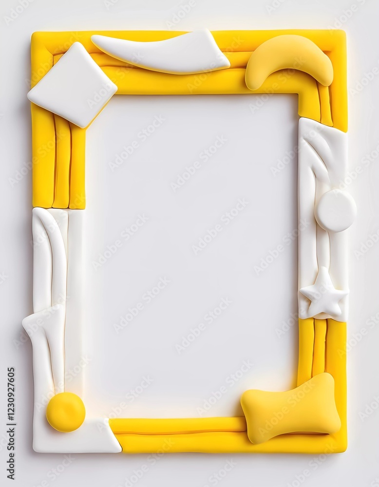 Poster this unique rectangular frame features an abstract design in white and yellow, providing an elegant 