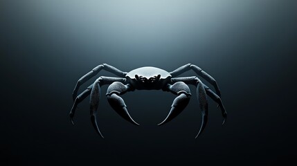 Fototapeta premium Shadowy spectral crab lurking in the deep ocean, mysterious and ominous, 3D illustration