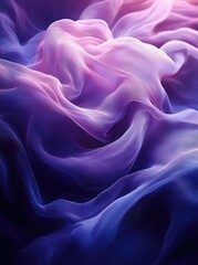 Obraz premium Purple and blue silk fabric drapes, flowing waves, studio background, fashion textile