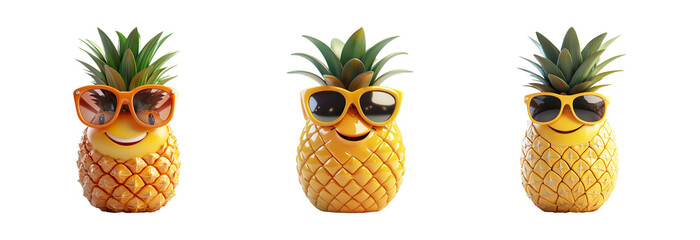 Cheerful Pineapple Characters with Sunglasses