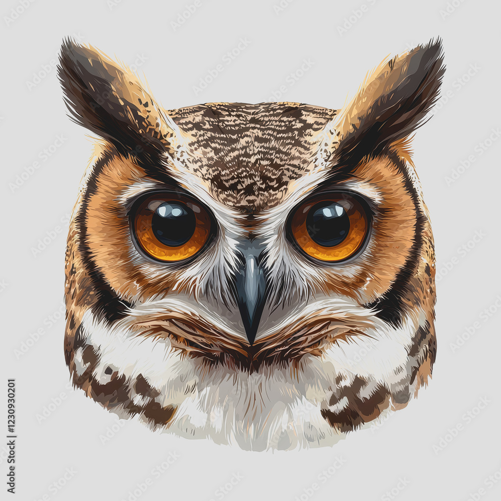 Aufkleber owl with large eyes perched on a branch in a natural habitat showcasing its distinct features and se