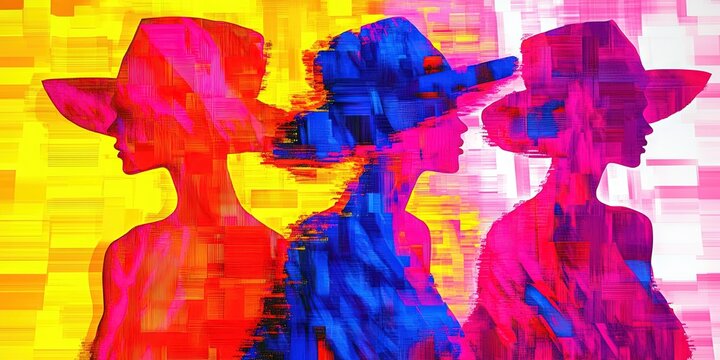 Stereogram fashionista - female model in stylish clothing with an abstract stereogram theme