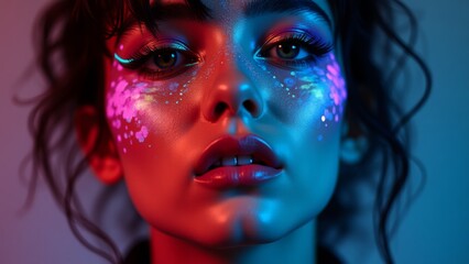 Retro-Futuristic Portrait with Neon Makeup