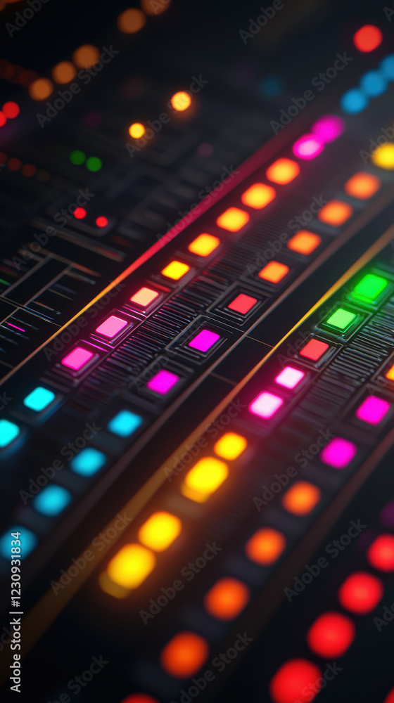 Aufkleber vibrant digital artwork featuring colorful lights and patterns, creating dynamic visual experience