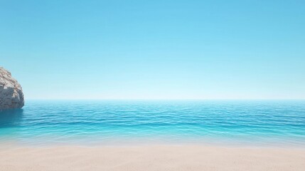 Obraz premium Serene Beach Scene with Clear Blue Water and Sandy Shore