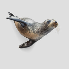 Obraz premium Seal with its mouth open basking on a rock in a natural environment by the ocean showing marine life and wildlife interactions in a coastal habitat